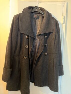 Double-Breasted Pea Coat in Dark Gray - Apt. 9
